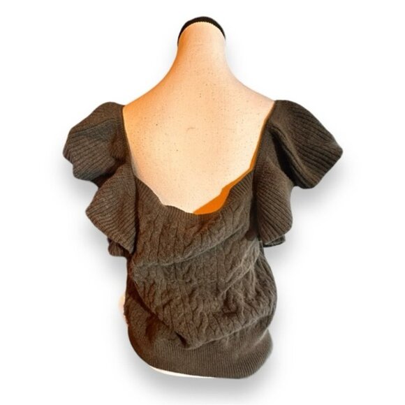 Women’s XXL a new day Army Green Flutter Sleeveless Cable Knit Crop Top - Picture 5 of 9